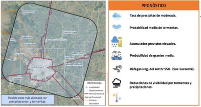 Alerta de lluvias y tormentas para localidades del Gran Córdoba
